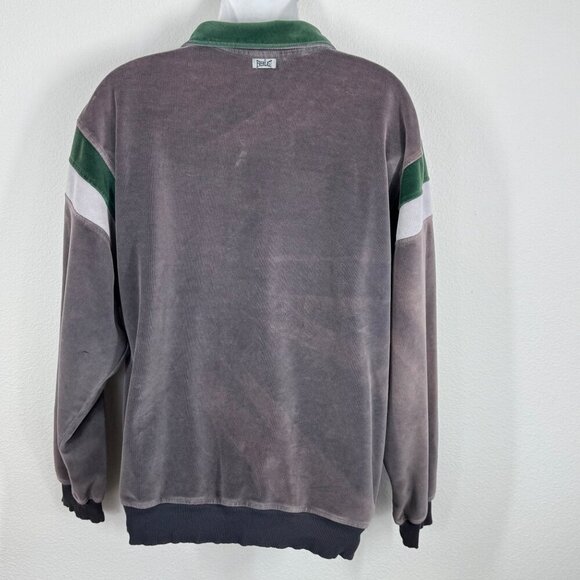 Everlast Vintage Men’s Velour Track Jacket Size L Full Zip Gray Green Streetwear - Picture 2 of 11